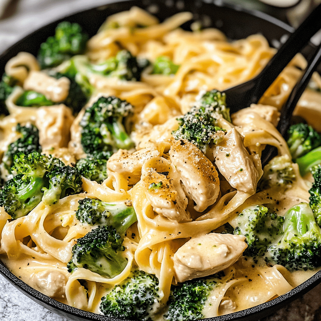 Creamy Chicken Broccoli Alfredo in 25 Mins