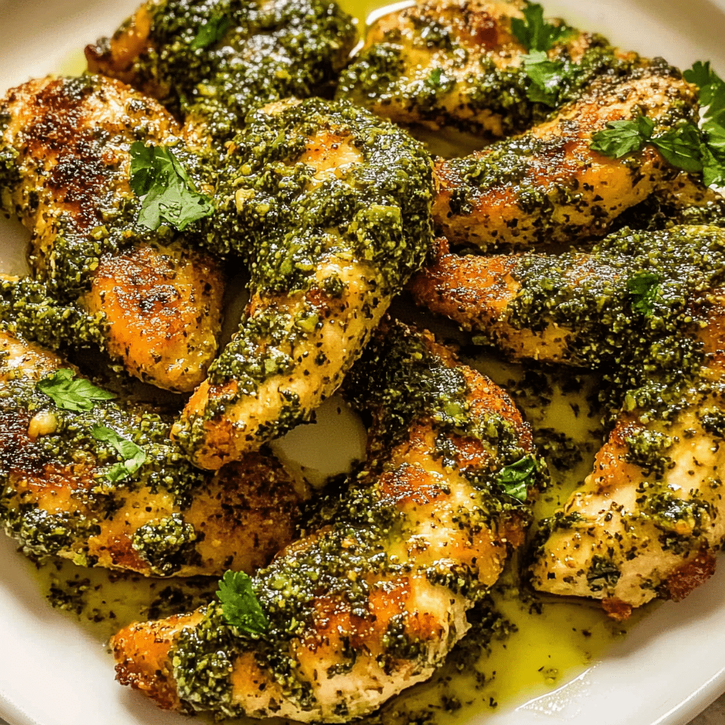 Quick Cilantro Pesto Chicken Tenders
