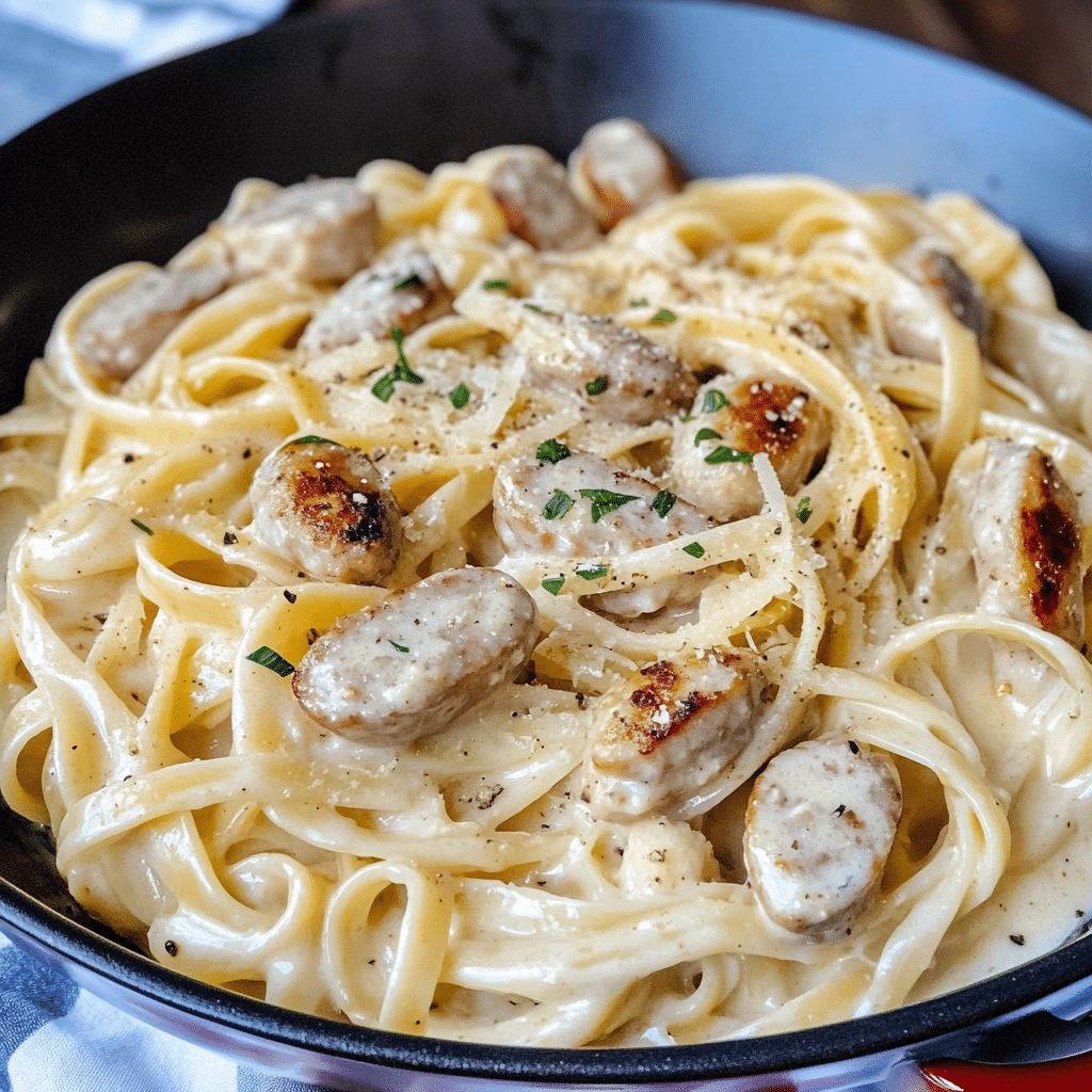Chicken Sausage Alfredo Fettuccine