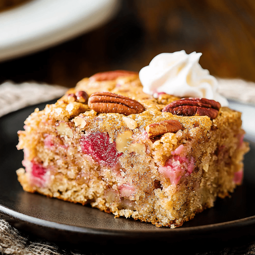 Rhubarb Cinnamon Pecan Cake