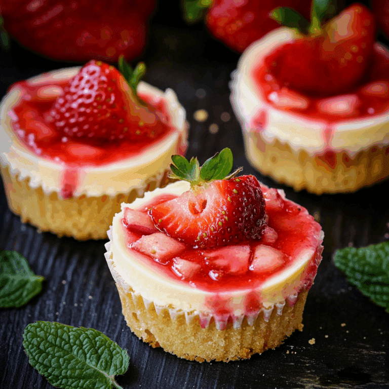 Strawberry Rhubarb Mini Cheesecakes