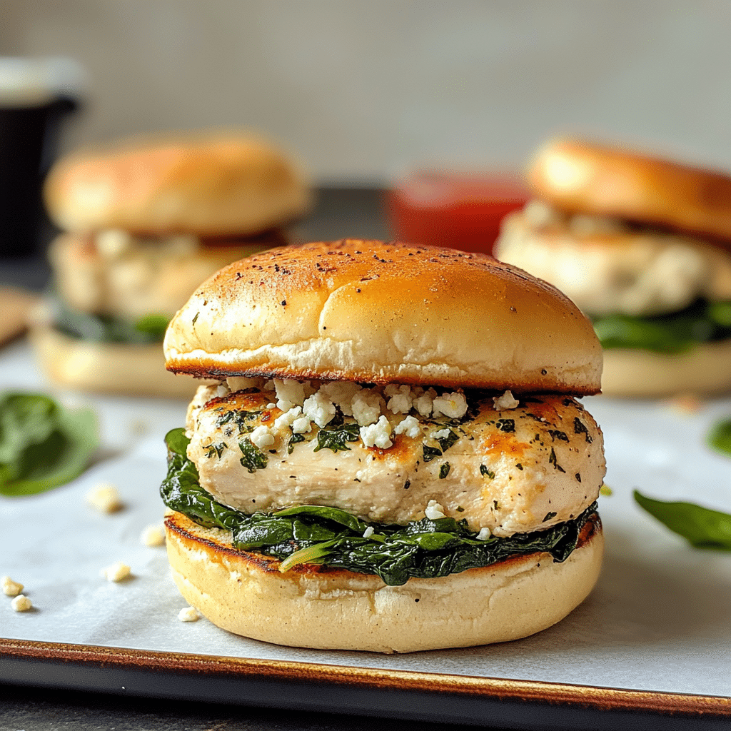 Chicken Feta Spinach Burgers