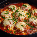 Chicken Parmesan Meatballs with Mozzarella