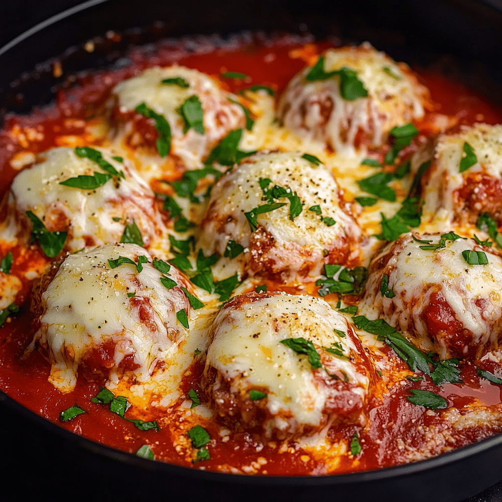 Chicken Parmesan Meatballs with Mozzarella
