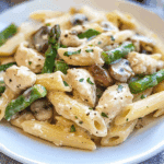 Creamy Mushroom and Asparagus Chicken Penne