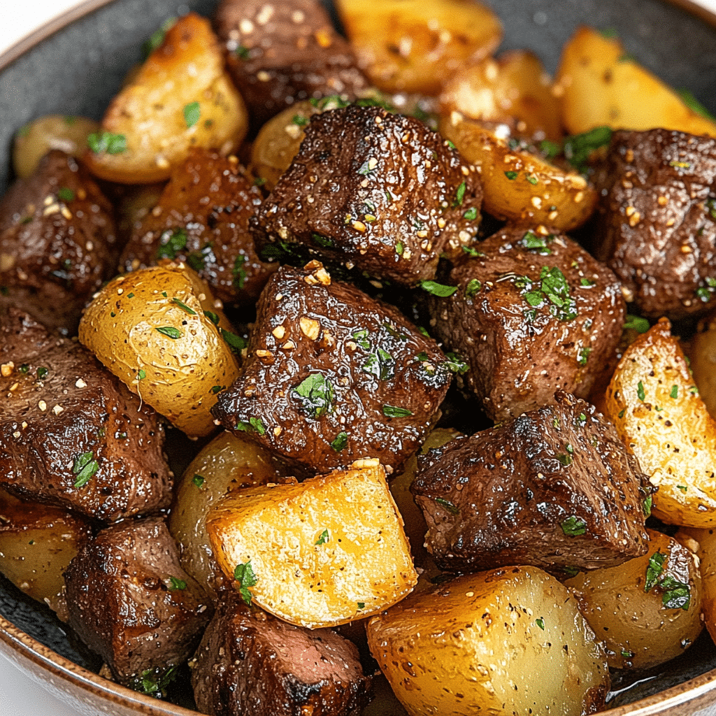 Garlic Butter Steak Bites & Potatoes