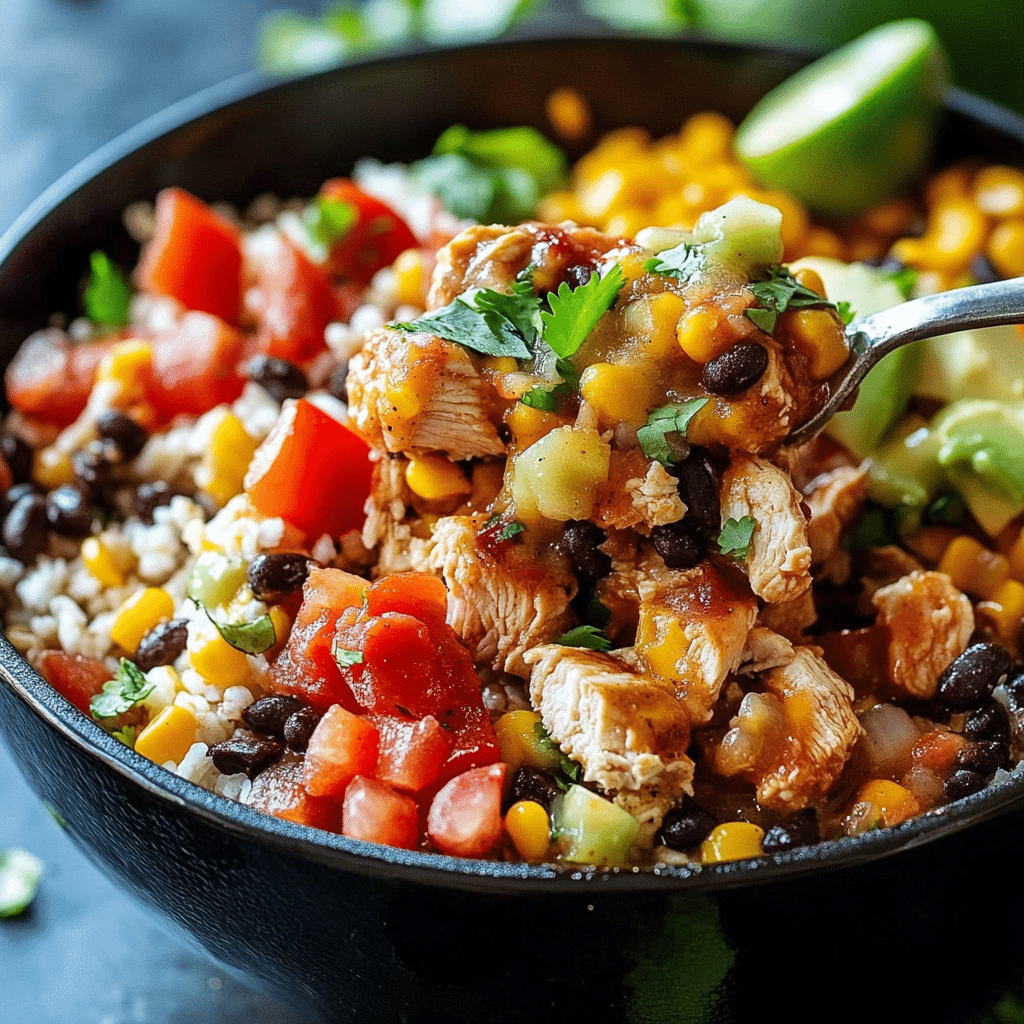 One-Pot Chicken Burrito Bowls
