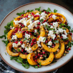 Roasted Delicata Squash Salad with Pomegranate and Feta