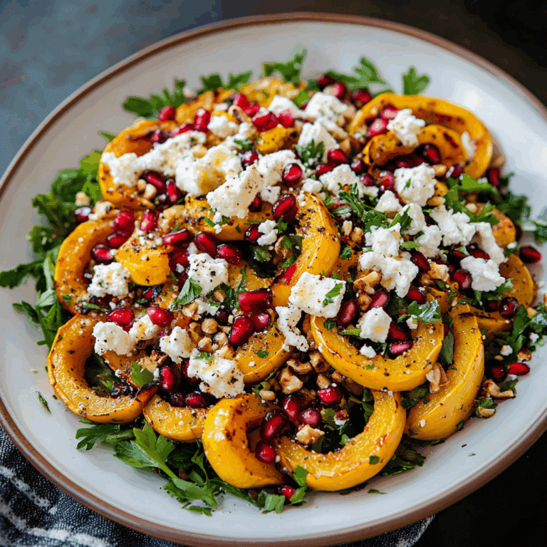 Roasted Delicata Squash Salad with Pomegranate and Feta