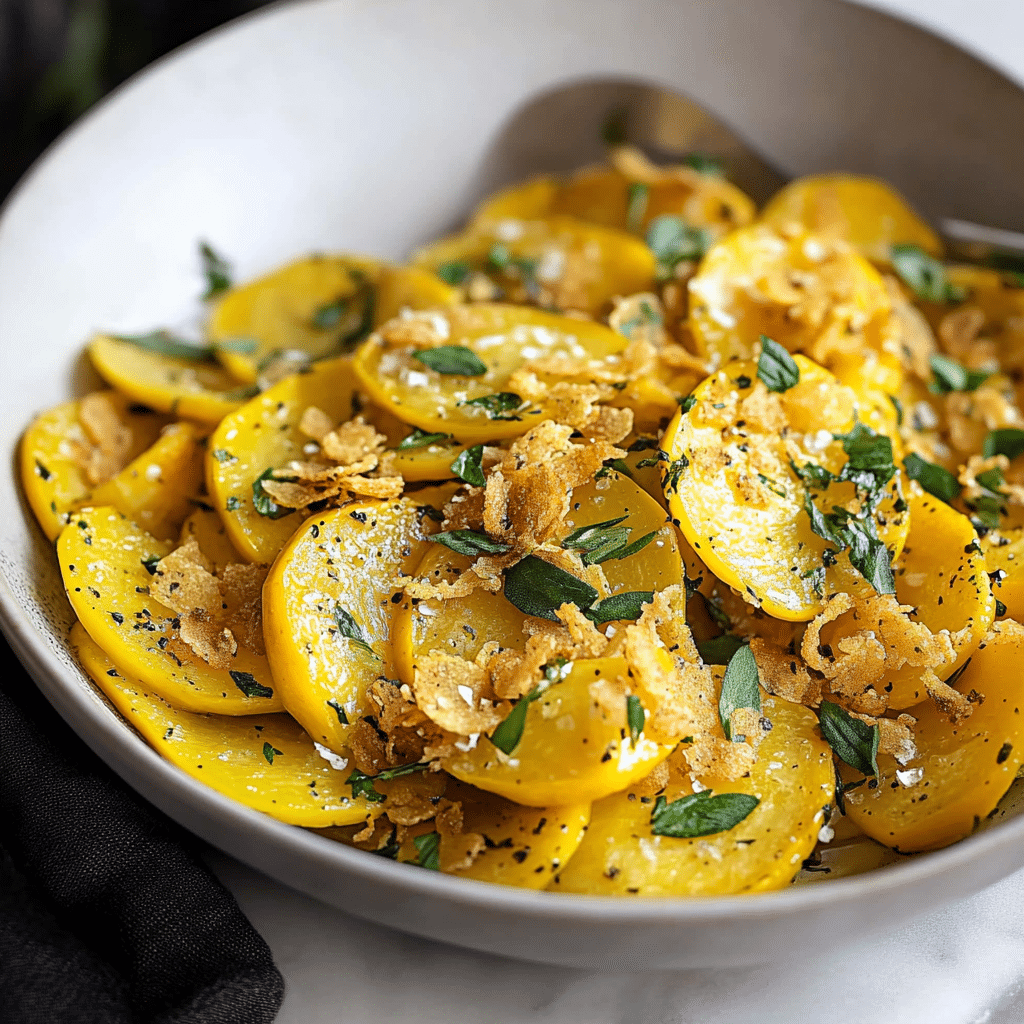 Sautéed Yellow Squash with Crispy Herb Topping