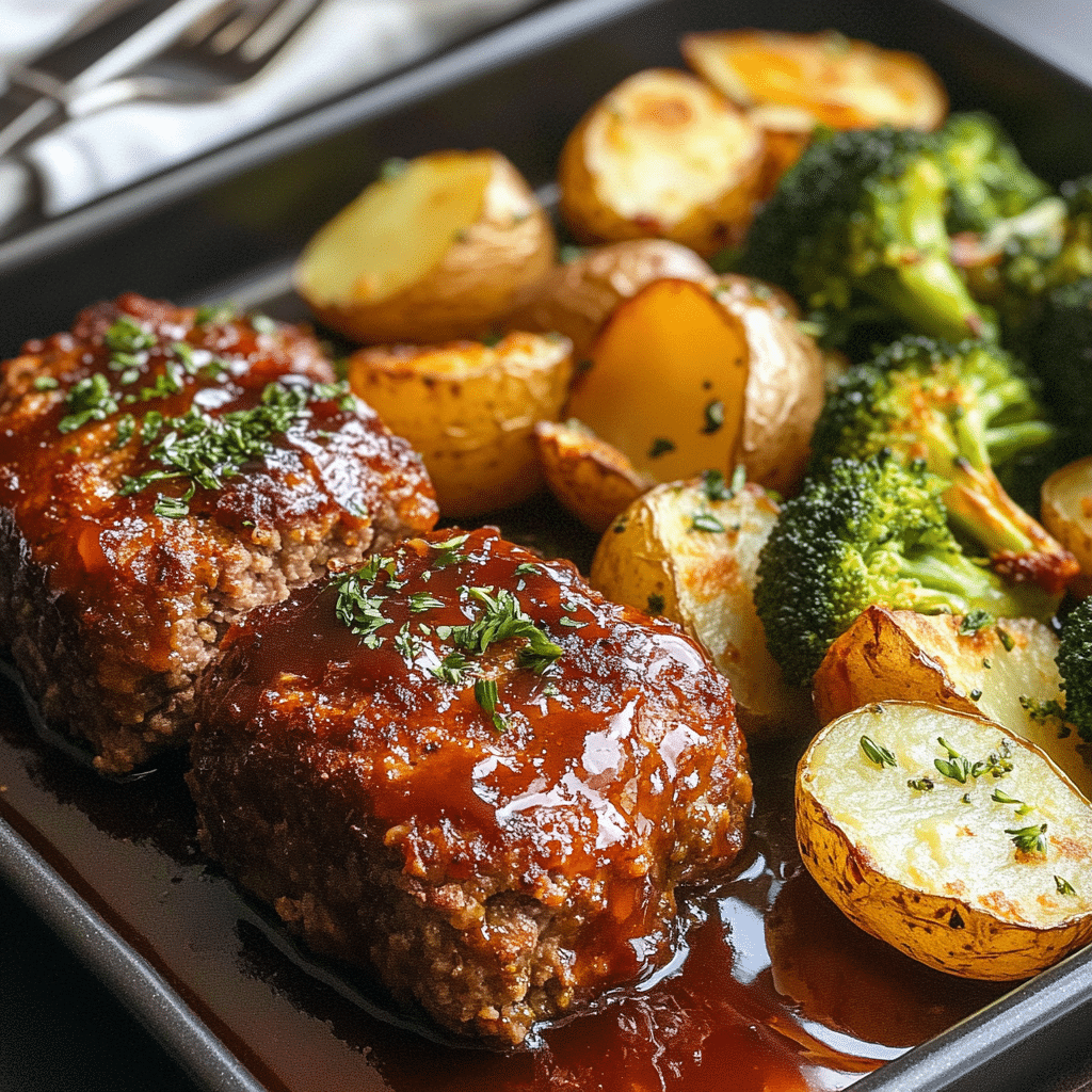 Sheet Pan Mini Meatloaf with Roasted Vegetables