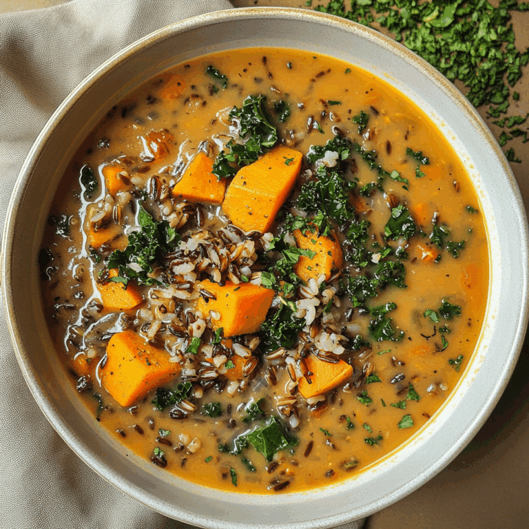 Wild Rice Soup with Sweet Potato and Kale