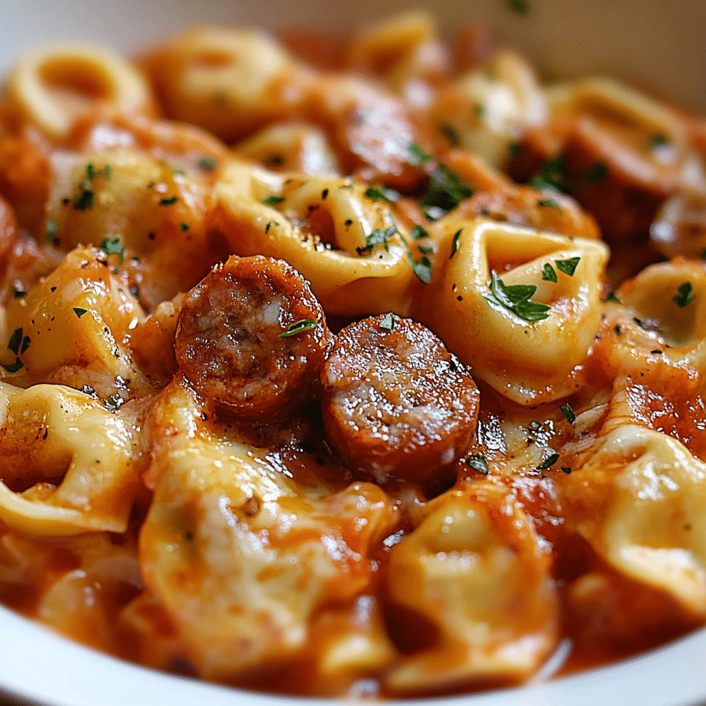 Crockpot Cheese Tortellini and Sausage