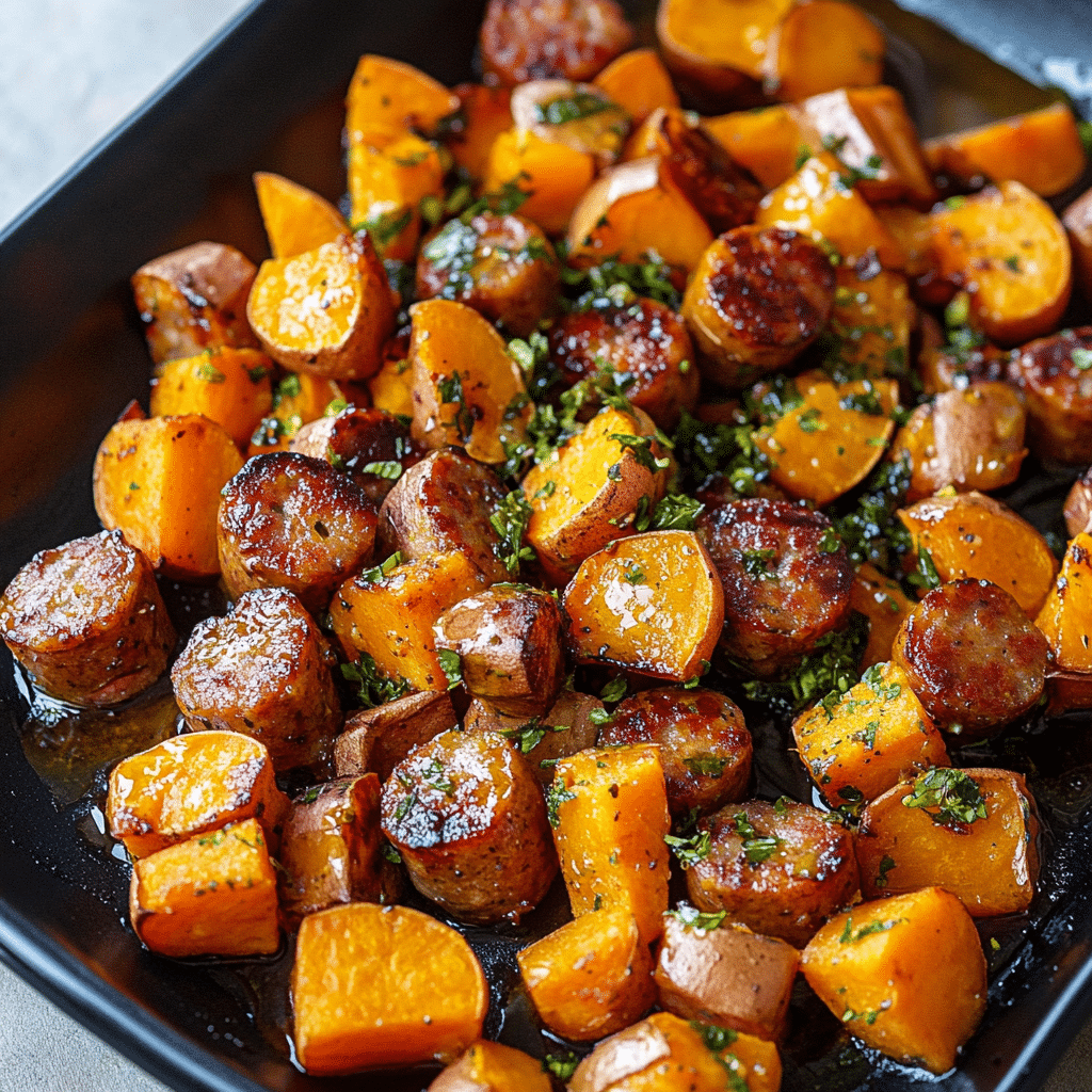 Honey Garlic Sausage Sweet Potatoes
