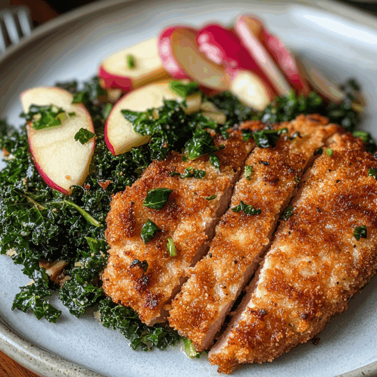 Pork Milanese with Kale and Apple Salad