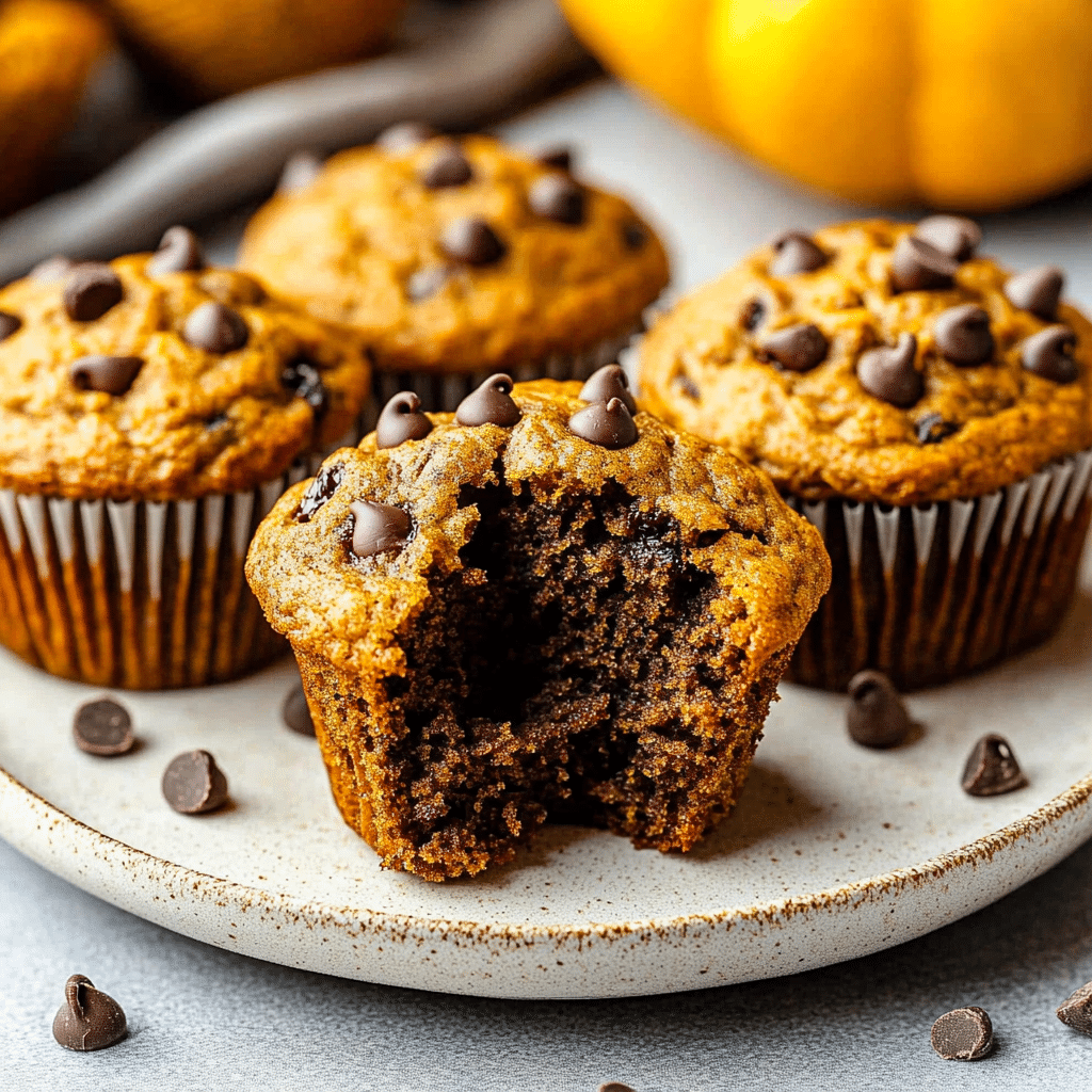 Pumpkin Banana Flax Chocolate Chip Muffins