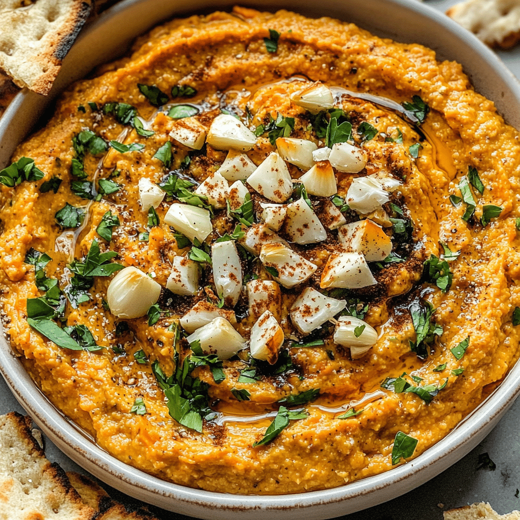Roasted Garlic Tahini Carrot Dip