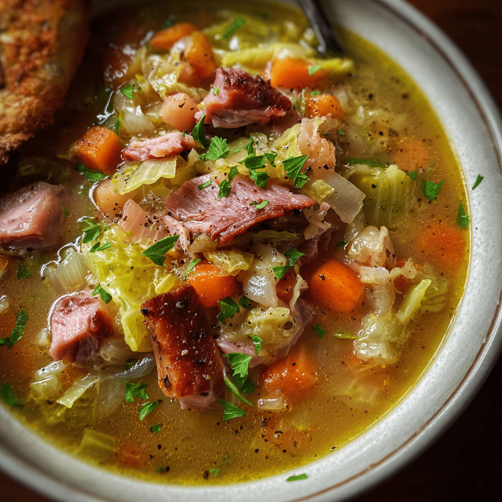 Bean and Cabbage Soup with Smoked Ham Hock