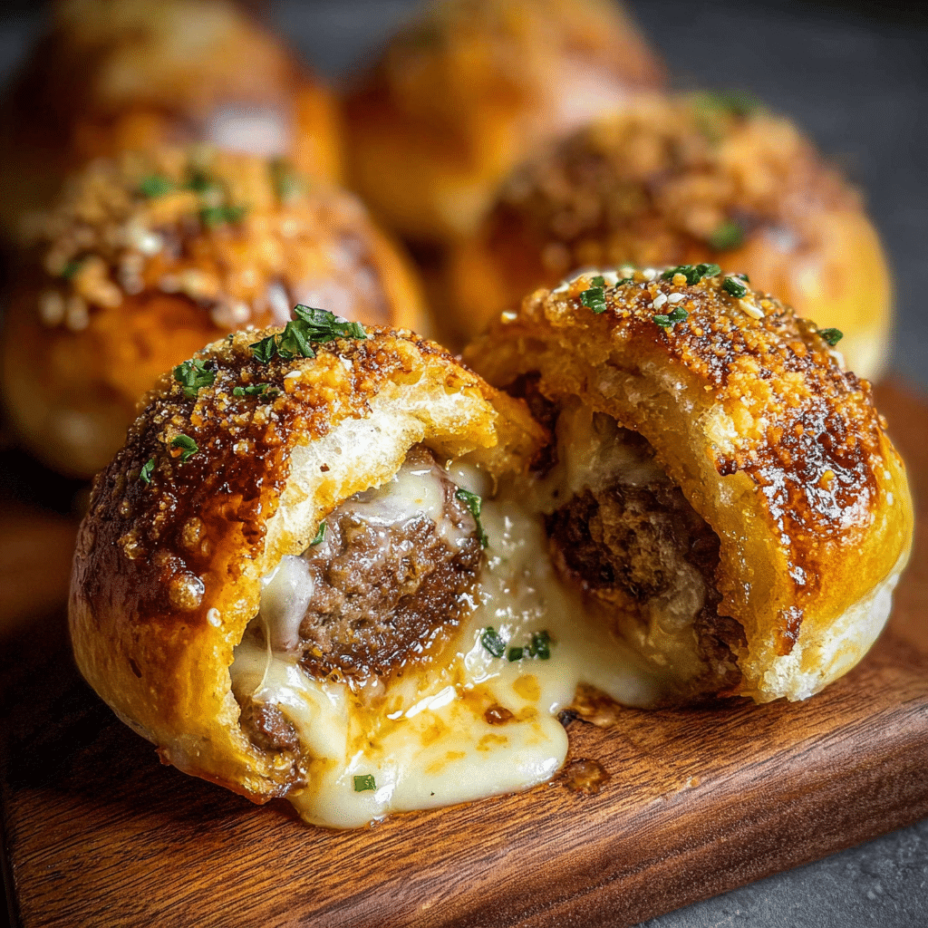 Cheeseburger Bombs with Garlic Parmesan