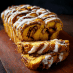 Cinnamon Roll Pumpkin Bread with Cream Cheese Glaze