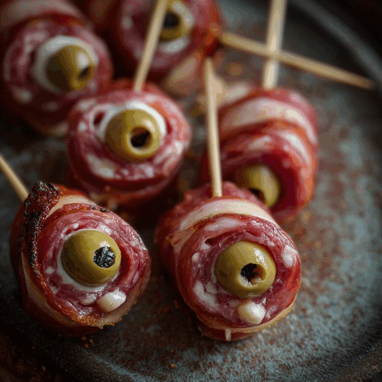 Creepy Salami Eyeball Skewers