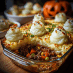 Creepy Shepherd’s Pie With Ground Beef And Ghost Potatoes