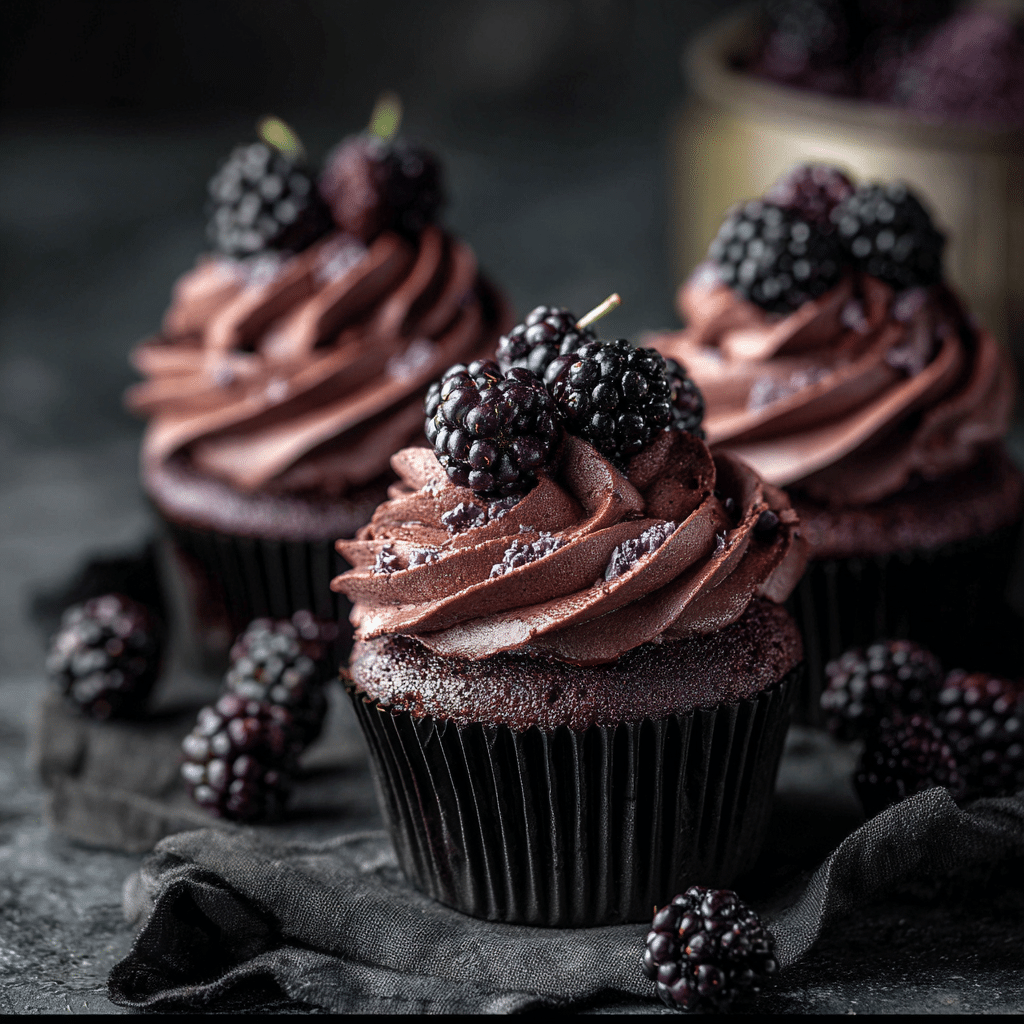Dark Chocolate Blackberry Cupcakes