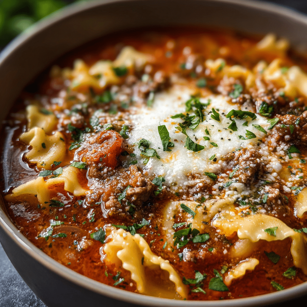 Hearty Italian Beef Lasagna Soup