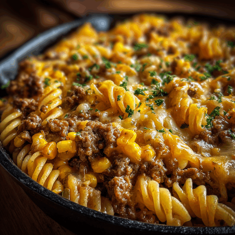 Loaded Cheddar Ranch Beef and Sweet Corn Rotini Bake
