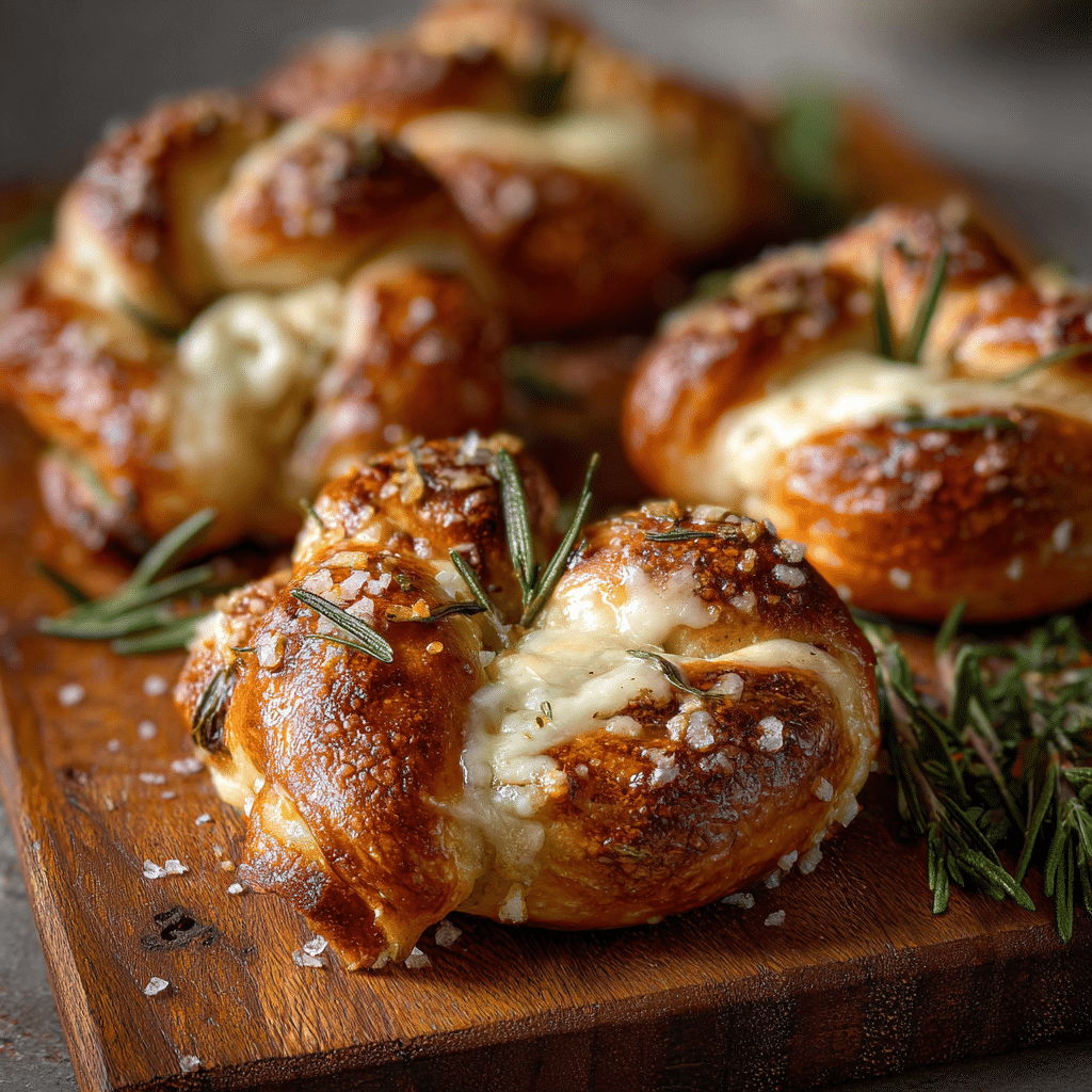 Mozzarella-Stuffed Rosemary Pretzels