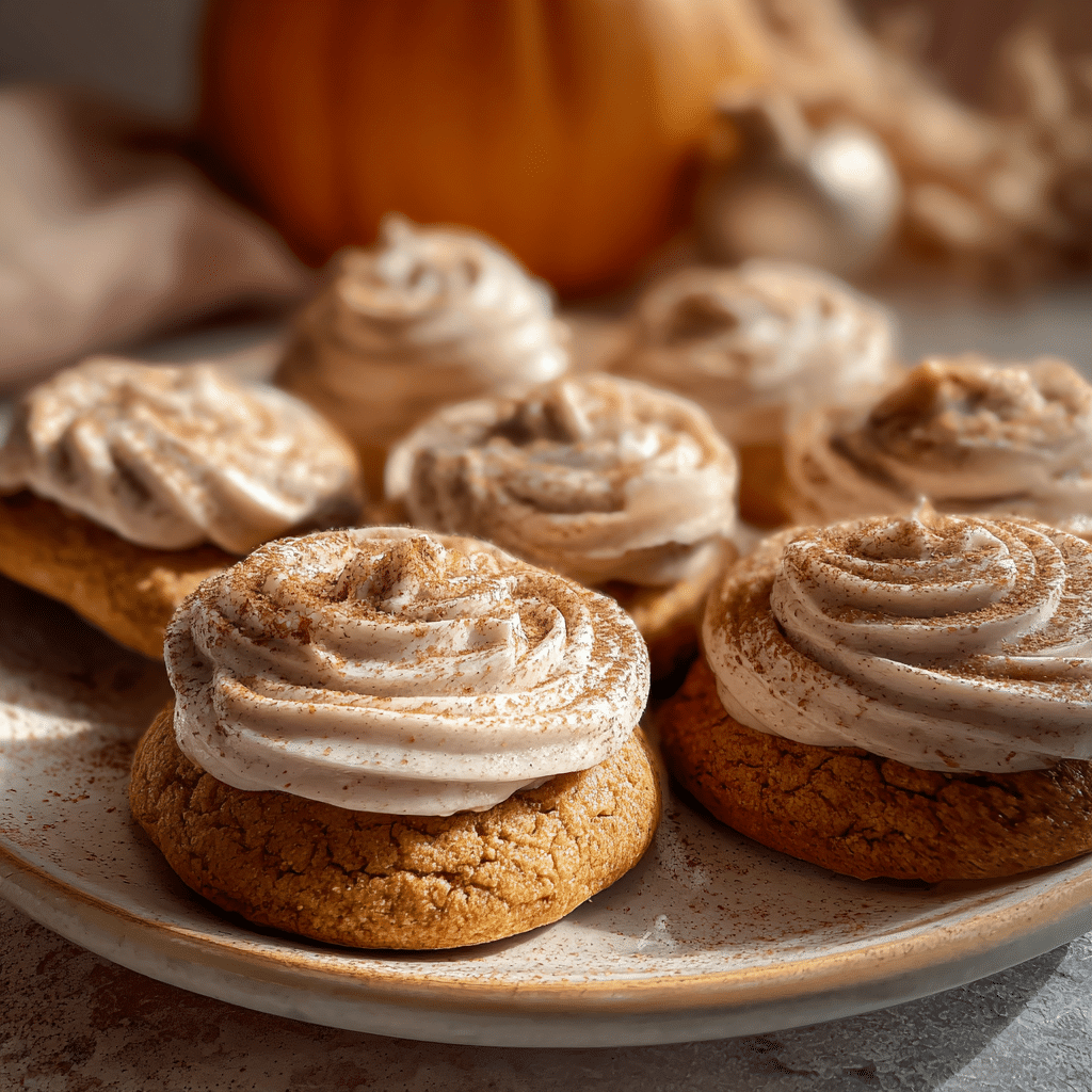 Soft Pumpkin Cookies with Cinnamon Frosting