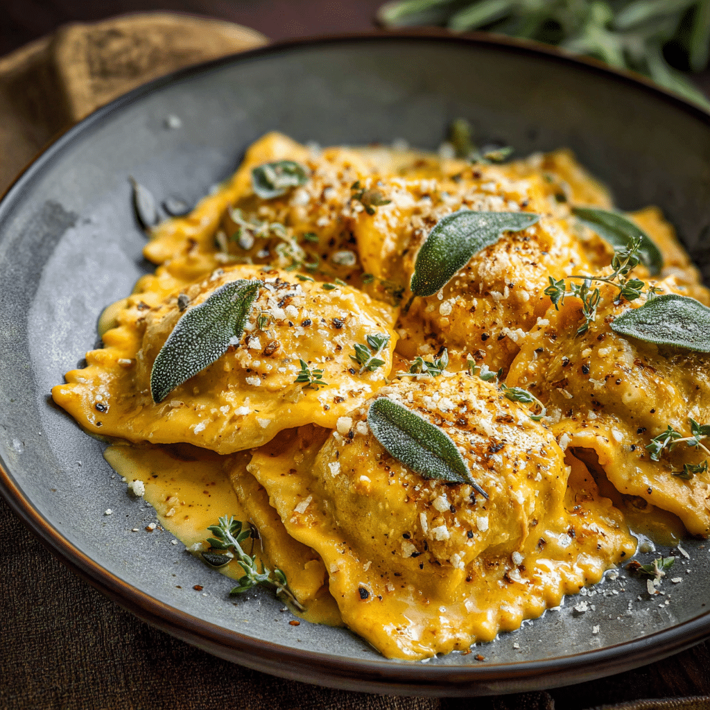 Creamy Pumpkin Ravioli Pasta